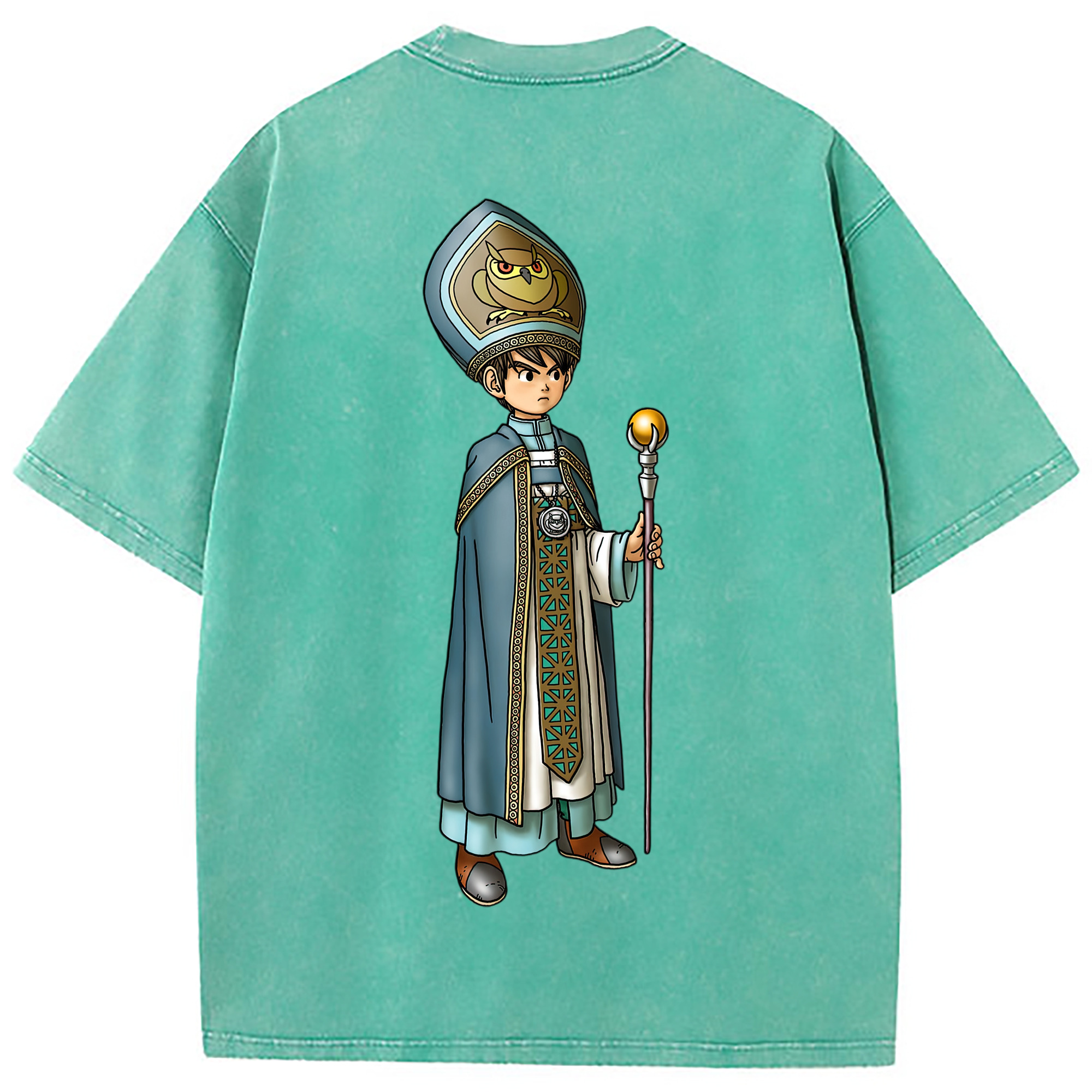 （画像用） ドラゴンクエスト Doragon Kuesuto Dragon Quest 綿100% ヴィンテージ風 半袖Tシャツ（背面プリント）